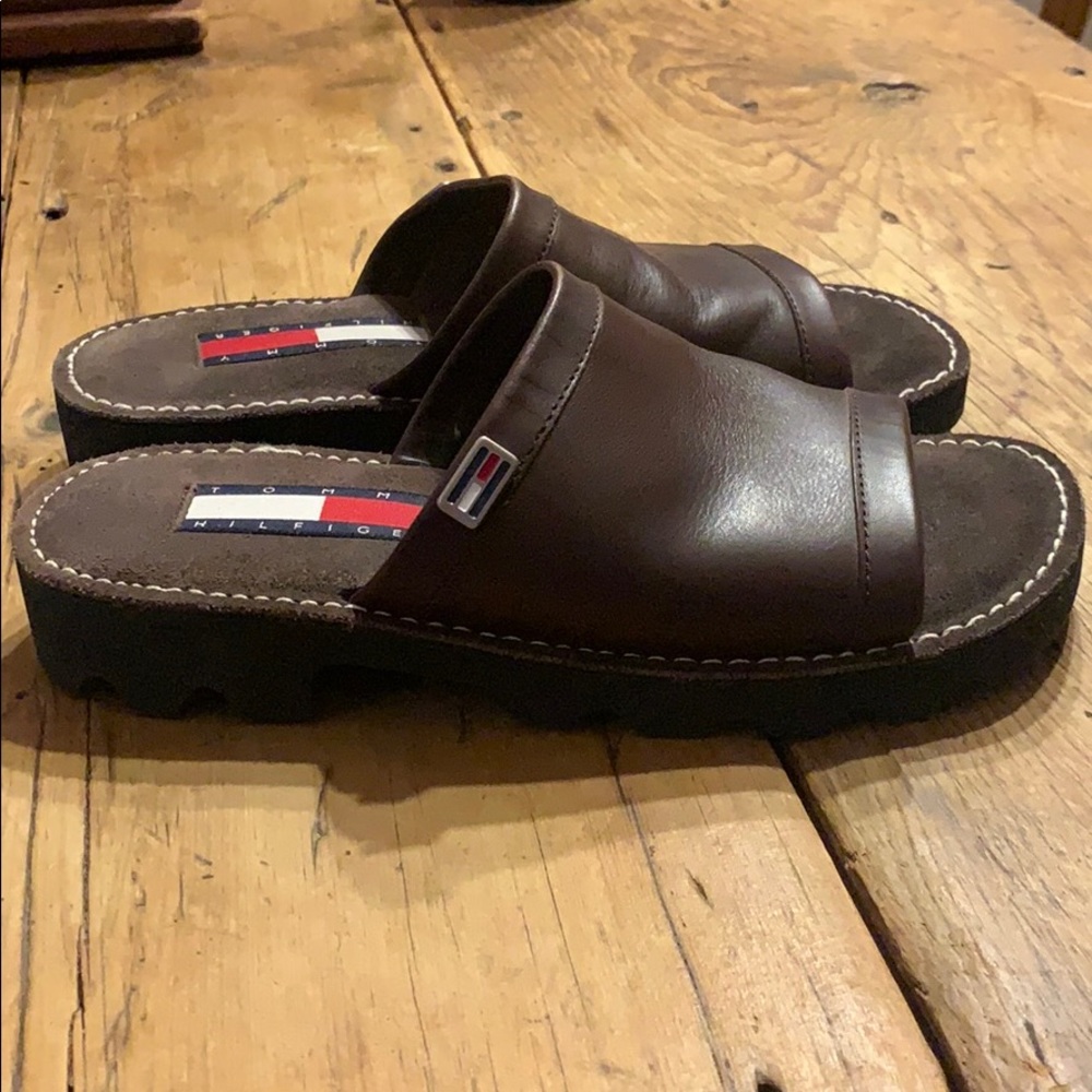 Tommy Hilfiger leather slides